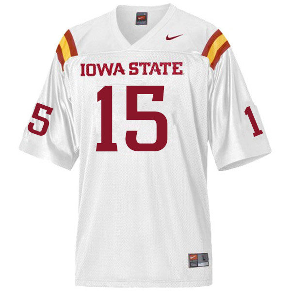 Men #15 Isheem Young Iowa State Cyclones College Football Jerseys Sale-White - Click Image to Close